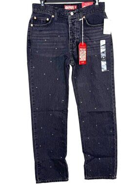 Lucky Brand NEW Legend 90s Loose High Rise Grey Studded Button Fly Jeans Sz 2/26